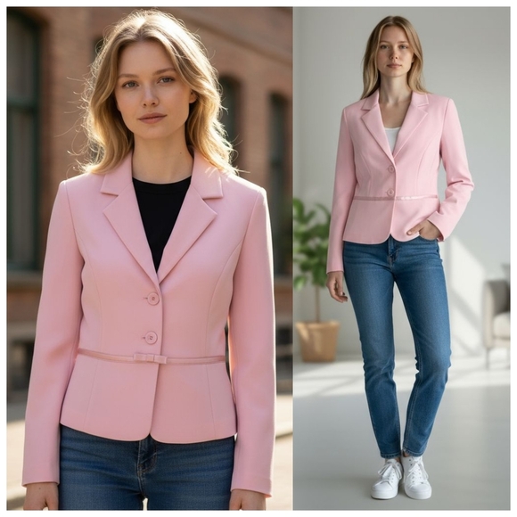 Vintage 90s Byer Too Bow 3 Button Blazer S Pastel Pink Coquette Y2K Soft Girl - Picture 12 of 12